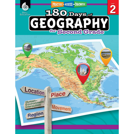 SHELL EDUCATION 180 Days of Geography for Second Grade 28623